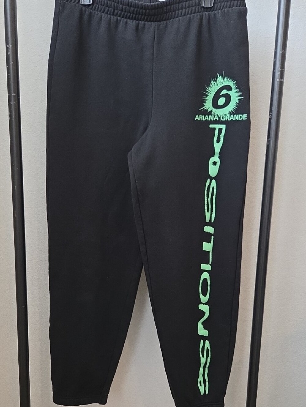 Ariana Grande Black Sweatpants with Bright Green Graphic XL Concert Music Theme